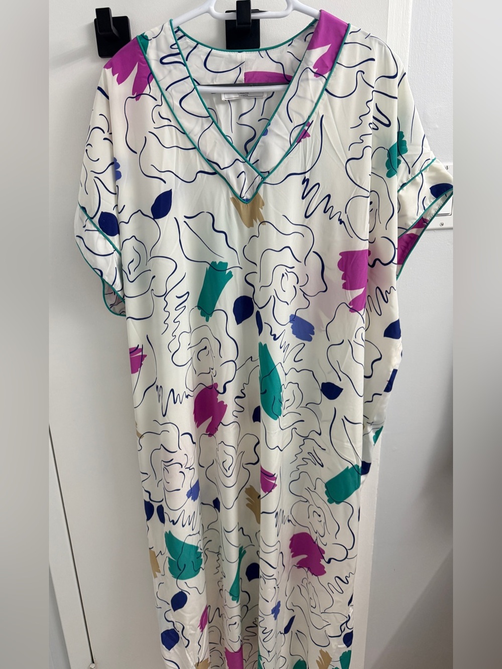 Vintage 1980s Dior Lingerie Abstract Kaftan Nightgown (One Size)